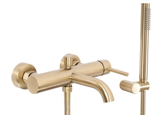Смеситель для ванны и душа REA LUNGO BRUSHED GOLD настенный