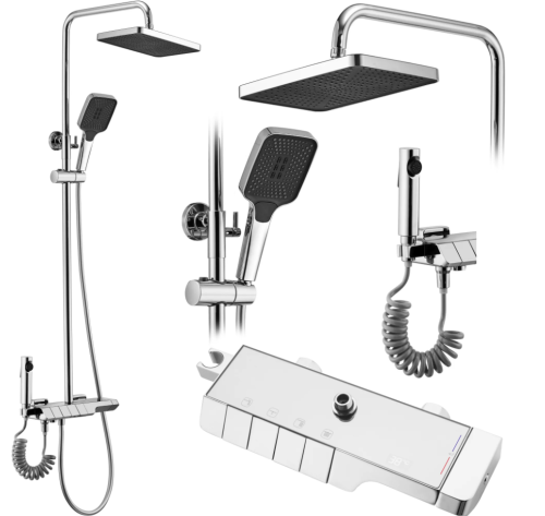 Душевой гарнитур REA ROB CHROM с термостатом и изливом
