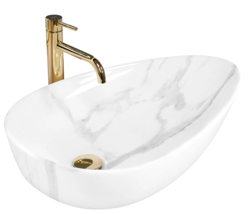 Умывальник (раковина) REA GRETA 65 BIANCO SHINY накладной мрамор