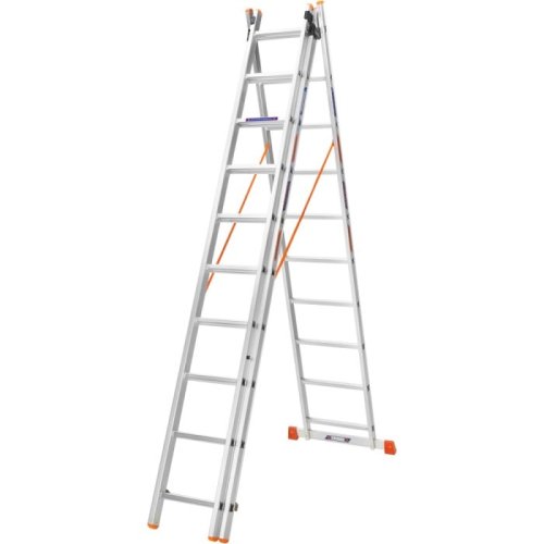 Лестница алюминиевая 3-х секционная BLUETOOLS (3х10 ступеней) (160-9310)