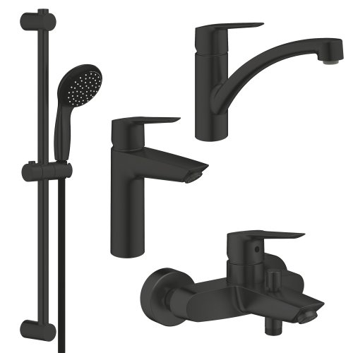 Комплект смесителей для ванной комнаты и кухни Grohe QuickFix Start Black UA303311MK