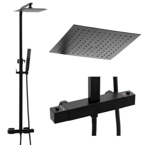 Душевая система Yoka GIRA 25 BLACK черный с термостатом