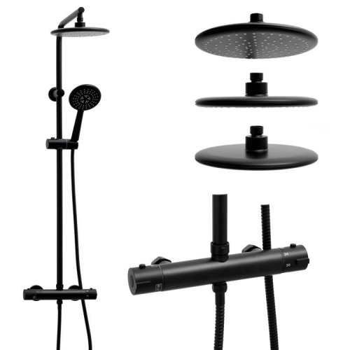 Душевая система Yoka ENZA 20 BLACK черный с термостатом