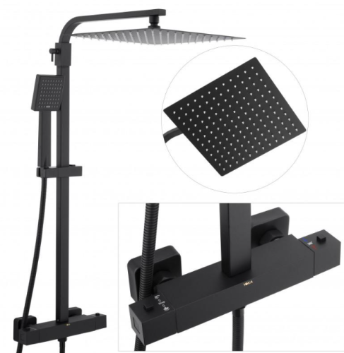 Душевая система Yoka GOBA 30 BLACK черный с термостатом