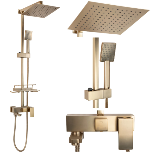 Душевая система REA JACK BRUSHED GOLD с изливом