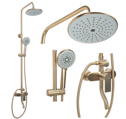 Душевая система REA VERSO BRUSHED GOLD с изливом