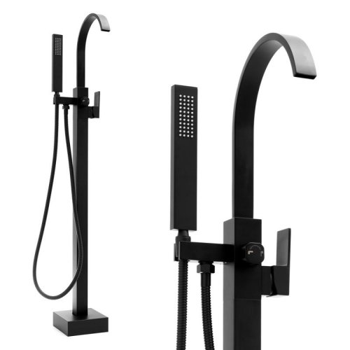 Смеситель для ванны Yoka ENZO BLACK черный напольный