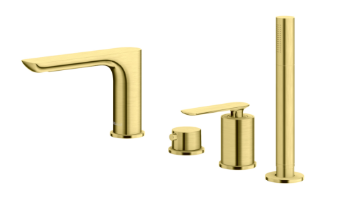 Смеситель для ванны KOHLMAN EXPERIENCE BRUSHED GOLD на борт ванны