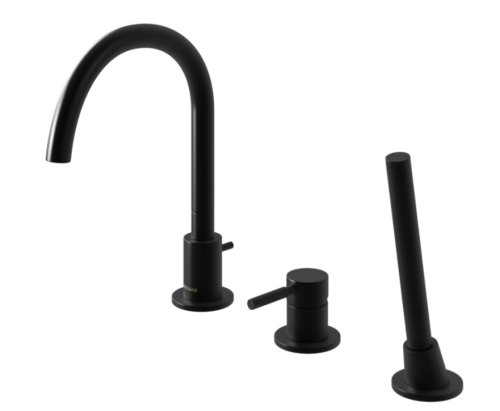 Змішувач для ванни KOHLMAN ROXIN BLACK на борт ванни