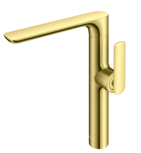 Смеситель для раковины (умывальника) KOHLMAN EXPERIENCE LONG GOLD высокий