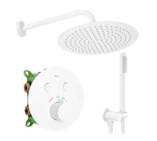 душевой комплект скрытого монтажа Rea Lungo white с термостатом (REA-P6614)