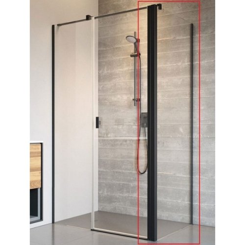 збоку стінка Radaway NES Black S2 90, безпечне скло, прозоре, чорна (10040090-54-01)