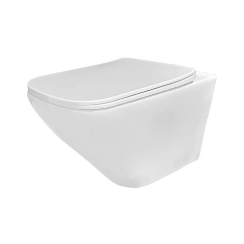 унитаз Rea Ivo Rimless без ободка, подвесной, сиденье дюропласт медленнопадающее (REA-C9201)