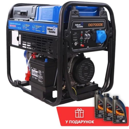 Генератор дизельный BLUETOOLS DG7000E + масло (5 кВт) (220-7008)