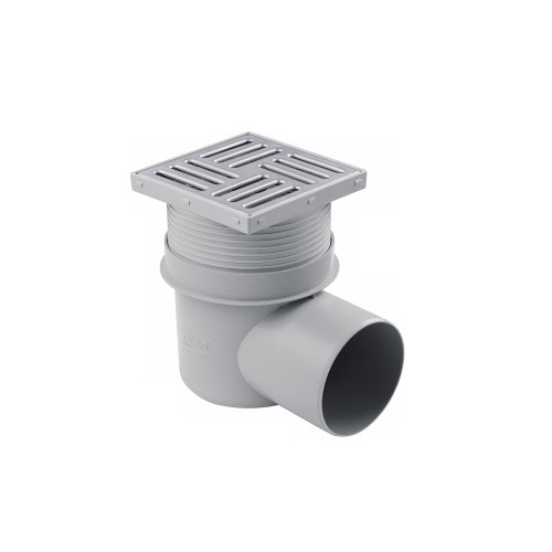 Трап ANIplast с горизонтальным выпуском 110 мм, с нержавеющей решеткой 15х15 см. TA1612EU