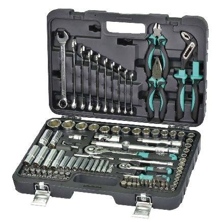 Набор инструментов 104 ед. 1/4"-1/2" 4-32мм+ключи 8-19мм пластик. кейс