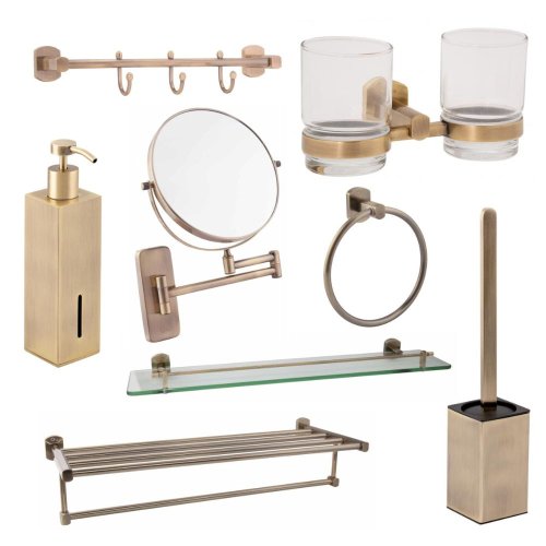 Набор аксессуаров для ванной Qtap Liberty Antic Bronze 1 (8 в 1)