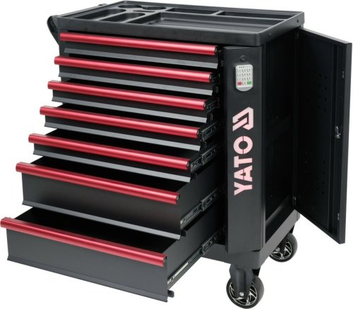 Шкаф-тележка для инструментов YATO с 7 ящиками, 982x 755x 455 мм, кодовый замок [1]
