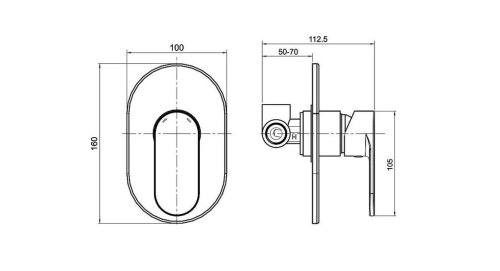 Змішувач для душу прихованного монтажу Koller Pool Round Arc RA10450