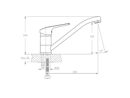 Змішувач для кухні 35 мм Koller Pool Twist TW0950