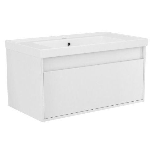 Комплект мебели IMPRESE LABE 80см, белый: подвесная тумба, 1 ящик + умывальник накладной арт i110302 (f3214W)