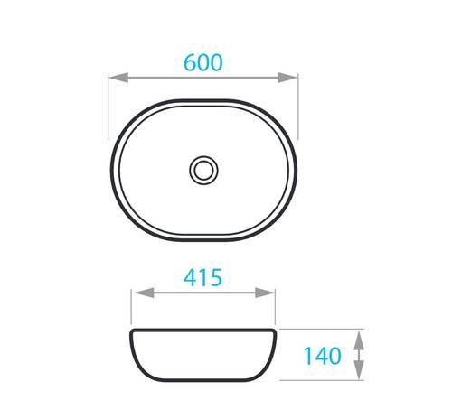 Умывальник на столешницу Koller Pool ROUND 600х415 мм (RN-0600-WB)