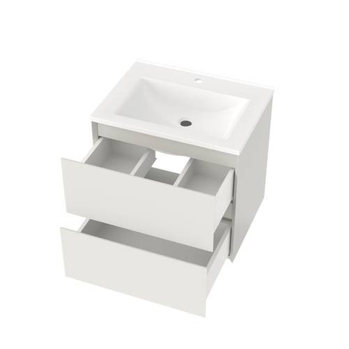 Тумба консольна Koller Pool NEON CUBE 600 (біла) з умивальником GLR 60 (NC600BLP)