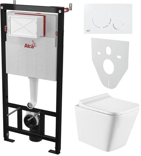 Инсталляция AlcaPlast 4в1 AM101/1120 с белой круглой кнопкой M670 + подвесной унитаз TREND (AM101/1120-4:1 RU M670-0001