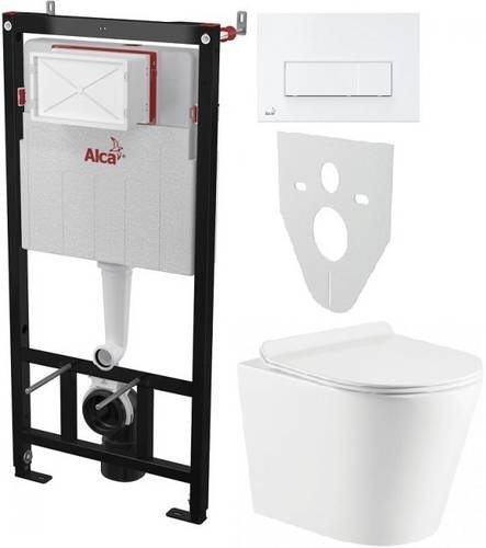 Инсталляция AlcaPlast 4в1 AM101/1120 с белой прямоугольной кнопкой M570 + подвесной унитаз ORION (AM101/1120-4:1 RU M570-0001