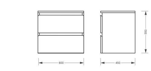 Тумба консольная белая Koller Pool STYLE 60cм под накладной умывальник Kvadro 50см (2022ST-101560)