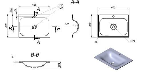 Напольная тумба Koller Pool EDGE NEW 600 (белый) с умывальником (EDNEW060WHITE)
