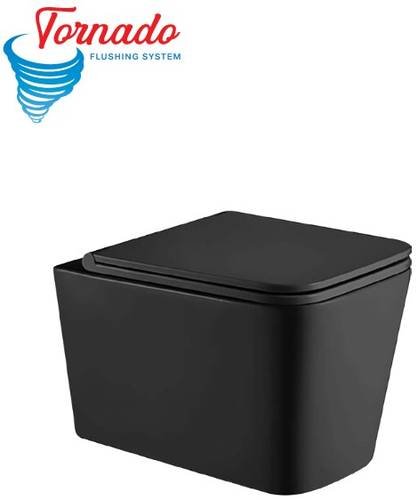 Унитаз подвесной Koller Pool KVADRO с сиденьем Soft-close (смыв Торнадо), черный матовый (KR-0530-RQ-MB)