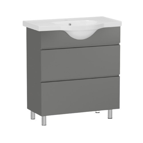 Тумба с умывальником RJ ASTER-XO 75см, серая (RJFU049-0175GRSET(RJFU049-0175GR + RZJ202))