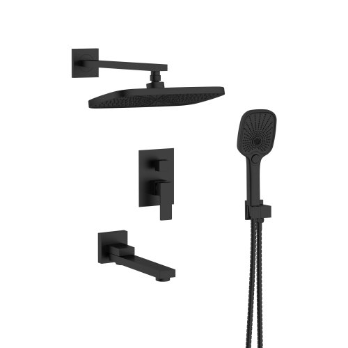 Душевая система универсальная Qtap Gemini скрытого монтажа на три потребителя QTGEM114BLM45703 Black Matt