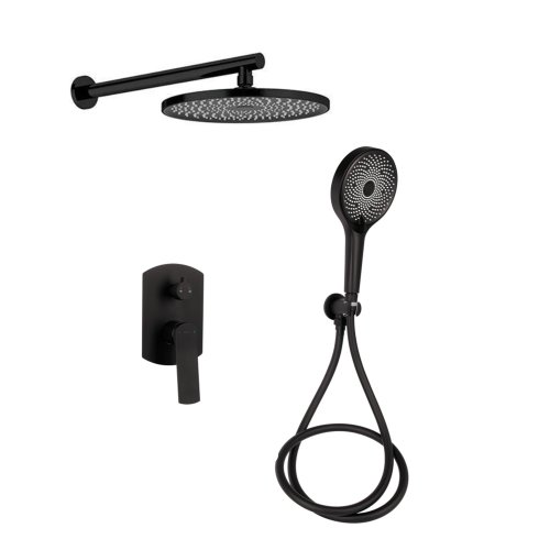 Душевая система универсальная Qtap Slavonice скрытого монтажа на два потребителя QTSLA113BLM45900 Black Matt