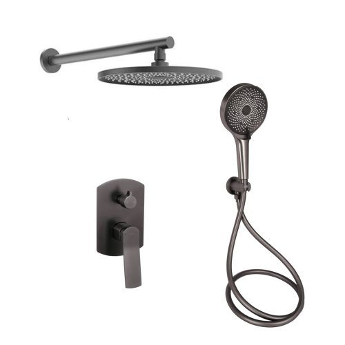 Душова система універсальна Qtap Slavonice прихованого монтажу на два споживача QTSLA113GMB45899 Gunmetal Black PVD