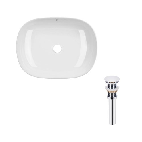 Комплект Qtap Aquarius: Раковина накладная прямоугольная 465x375x115 мм White + Донный клапан PU02