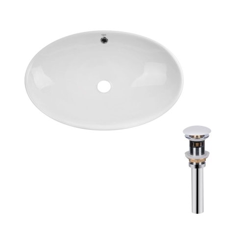 Комплект Qtap Dove: Накладная раковина овальная 625x415x150 мм White + Донный клапан PU02O