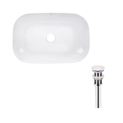 Комплект Qtap Robin: Раковина накладная прямоугольная 610x400x145 мм White + Донный клапан PU02