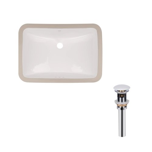 Комплект Qtap Stork: Врезная раковина прямоугольная 530x370x200 мм White + Донный клапан PU02O