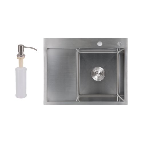 Мойка для кухни интегрированная Lidz Handmade H6350L крыло слева (LDH6350BRUL45588) Brushed Steel 3,0/1,0 мм