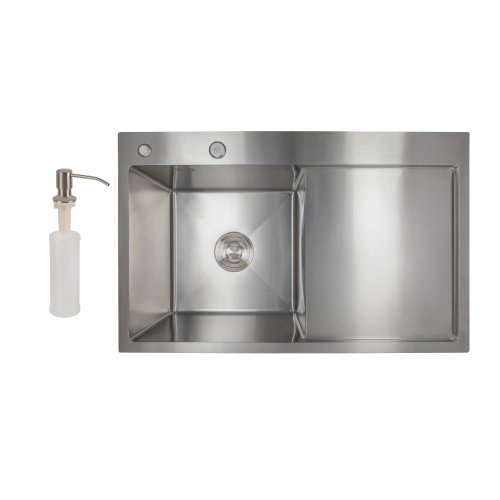 Мойка для кухни интегрированная Lidz Handmade H7849R крыло справа (LDH7849BRUR45591) Brushed Steel 3,0/1,0 мм