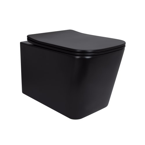 Унитаз подвесной Qtap Tern New Ultra Quiet безобедочный с сиденьем Soft-close MATT BLACK QT17332303ASMB