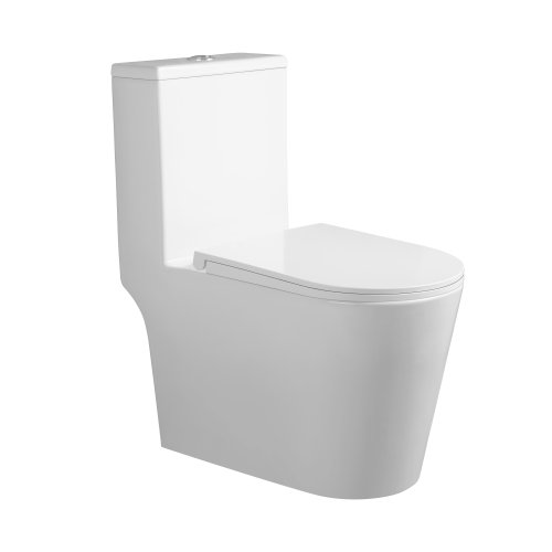 Унитаз-моноблок напольный Qtap Kolibri Ultra Quiet безобедочный с сиденьем Soft-close WHITE QT10226380W