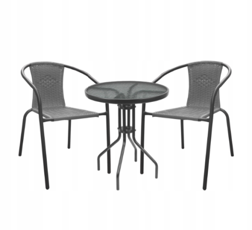 Садовая мебель Chomik Bistro New стол и 2 стулья серый