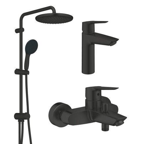 Набор смесителей 3 в 1 для ванной комнаты Grohe QuickFix Start Black UA303305RM