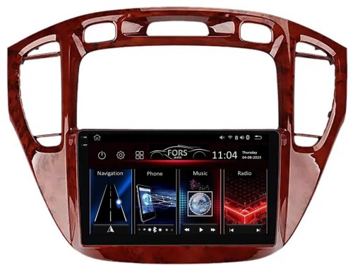 Штатная магнитола FORS.auto FS 4 PRO для Toyota Highlander (4+64Gb, 9", wooden) 2000-2007