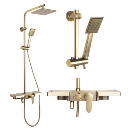 Душевой гарнитур REA BRAVO BRUSHED GOLD матовое золото с изливом *