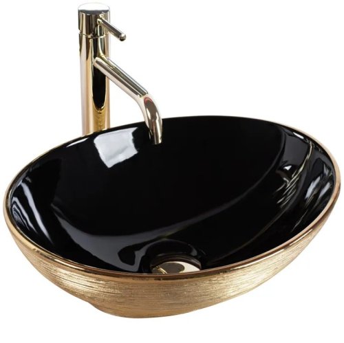 Умывальник (раковина) REA SOFIA BRUSHED GOLD BLACK накладной *