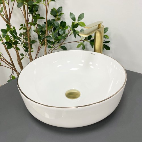 Умывальник (раковина) VBI BARI S WHITE GOLD EDGE накладной